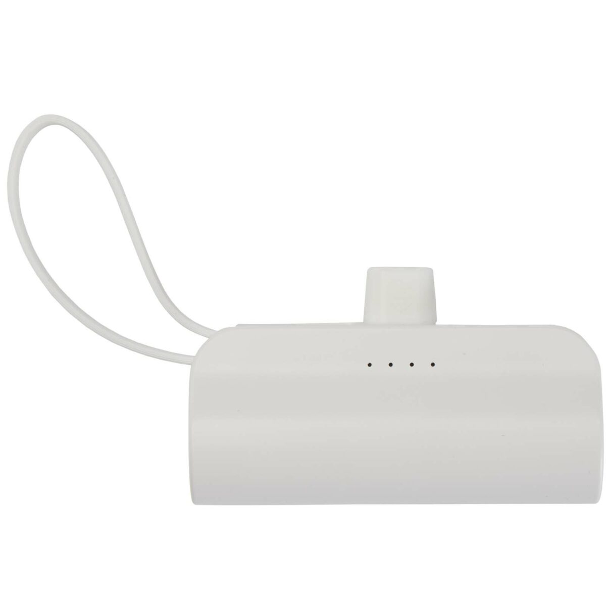 Alnair 5000 mAh 10W recycled plastic Type-C power bank with built-in flip stand and 2-in-1 cable – White front view