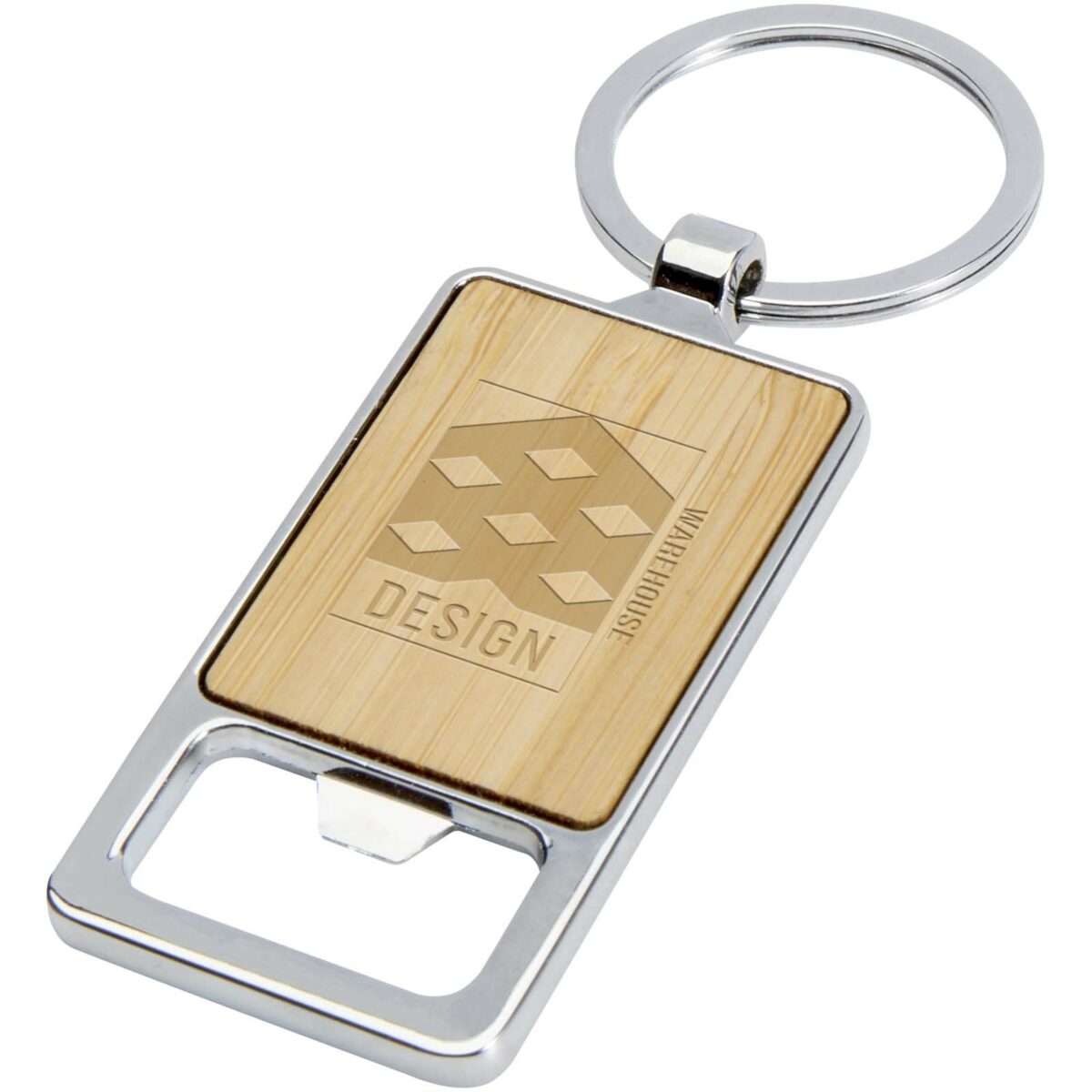 Snapper bamboo keychain with bottle opener – Natural with logo