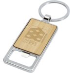 Snapper bamboo keychain with bottle opener – Natural with logo