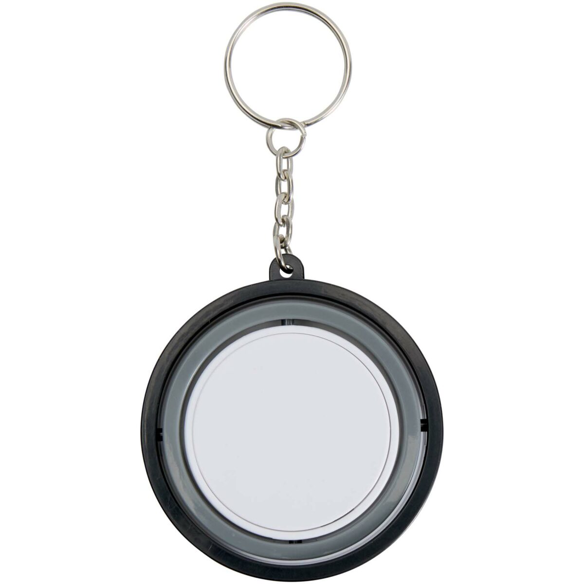 Spinx recycled plastic gyroscope fidget keychain – Solid black back view