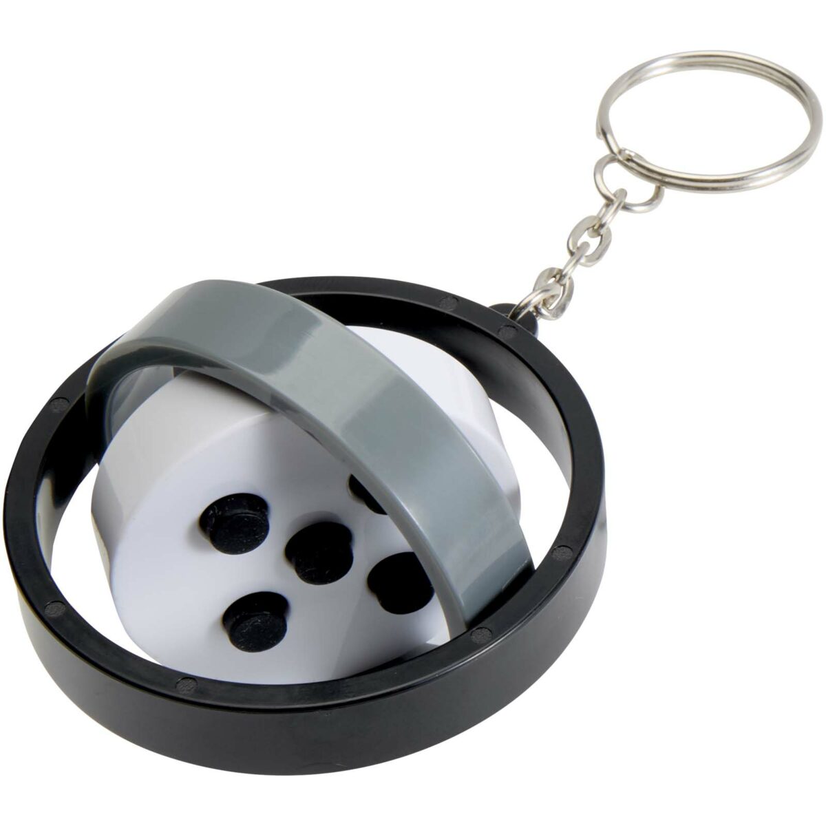 Spinx recycled plastic gyroscope fidget keychain – Solid black extra view