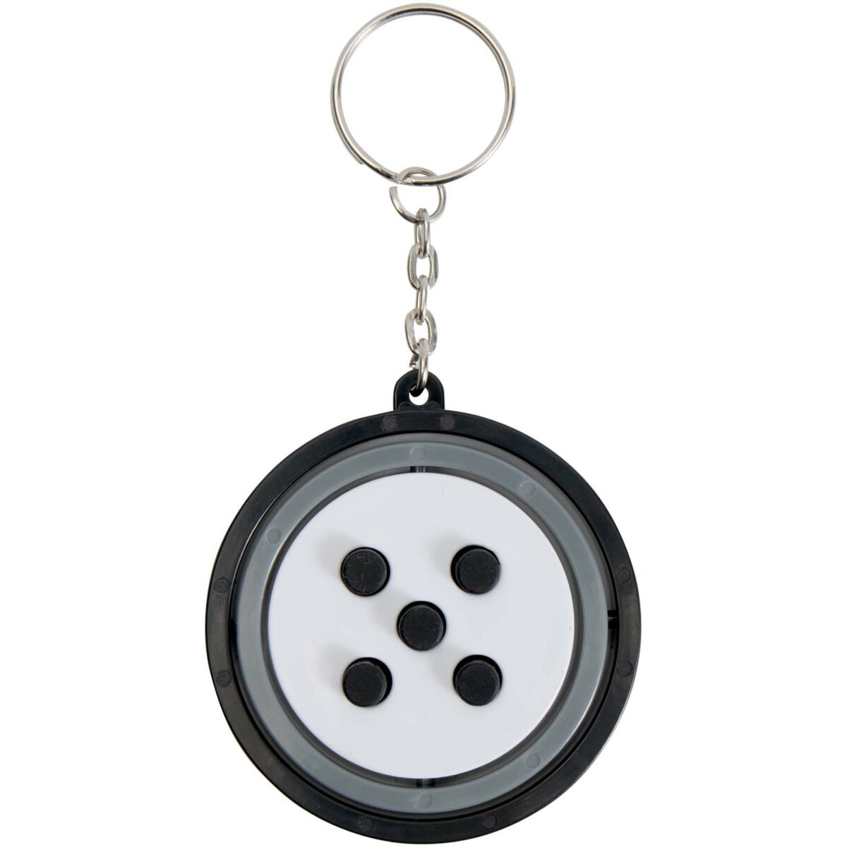 Spinx recycled plastic gyroscope fidget keychain – Solid black front view