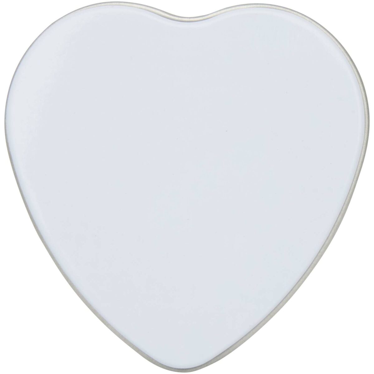 Blissful heart-shaped tin candle with vanilla aroma – White front view