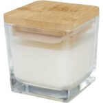 Ambra square glass candle with bamboo lid – White extra view
