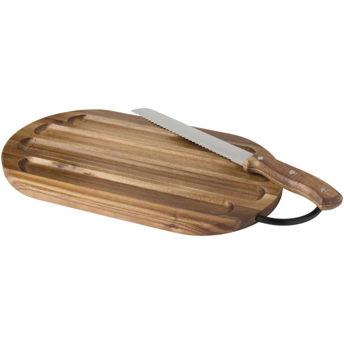 Prestige acacia wood chopping board with bread knife – Wood extra view