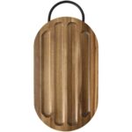 Prestige acacia wood chopping board with bread knife – Wood front view
