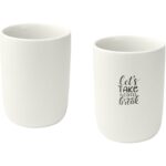 Male 350 ml ceramic cups - set of 2 – White with logo