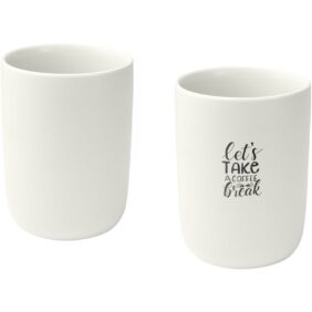 Male 350 ml ceramic cups - set of 2 – White with logo