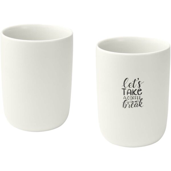 Male 350 ml ceramic cups - set of 2 – White with logo