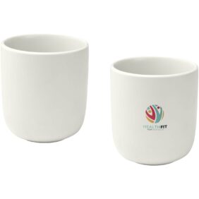 Male 200 ml ceramic cups - set of 2 – White with logo