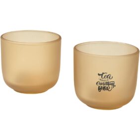 Male 200 ml glass cups - set of 2 – Oatmeal with logo