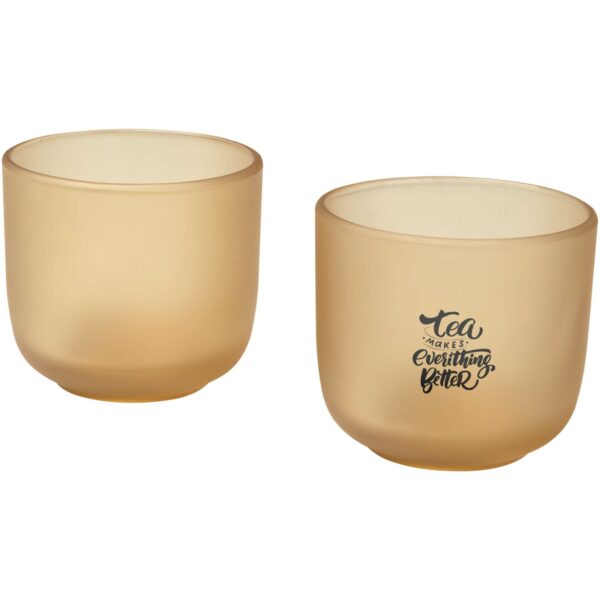 Male 200 ml glass cups - set of 2 – Oatmeal with logo