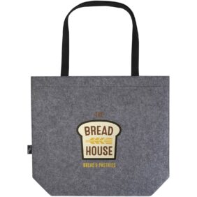 Felta GRS recycled felt gusset tote bag 20L – Medium grey with logo