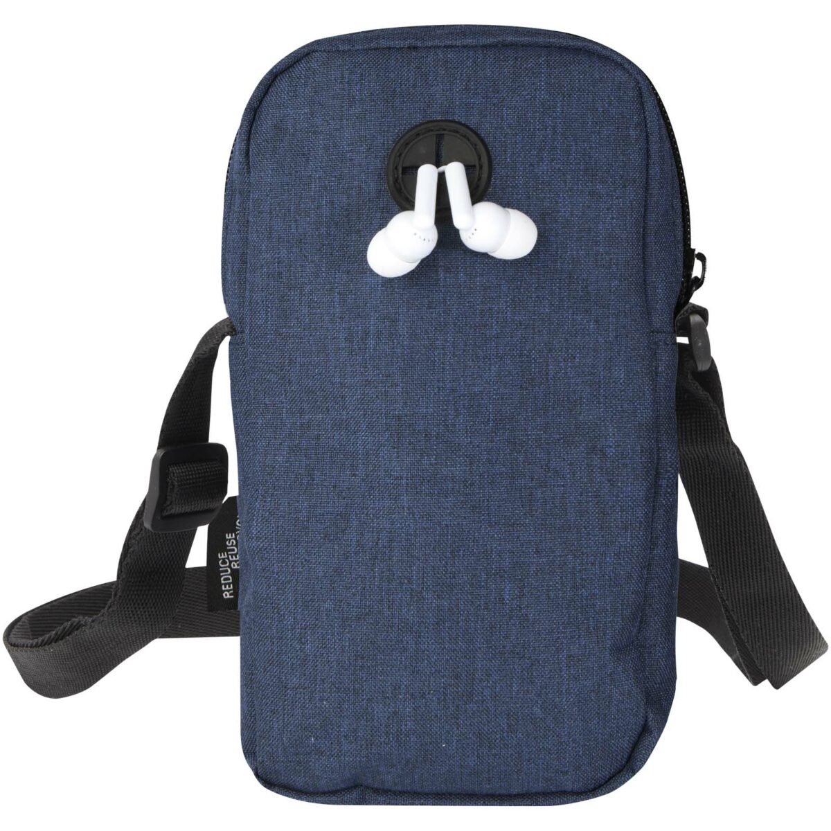 Ross GRS recycled phone pouch – Heather navy back view