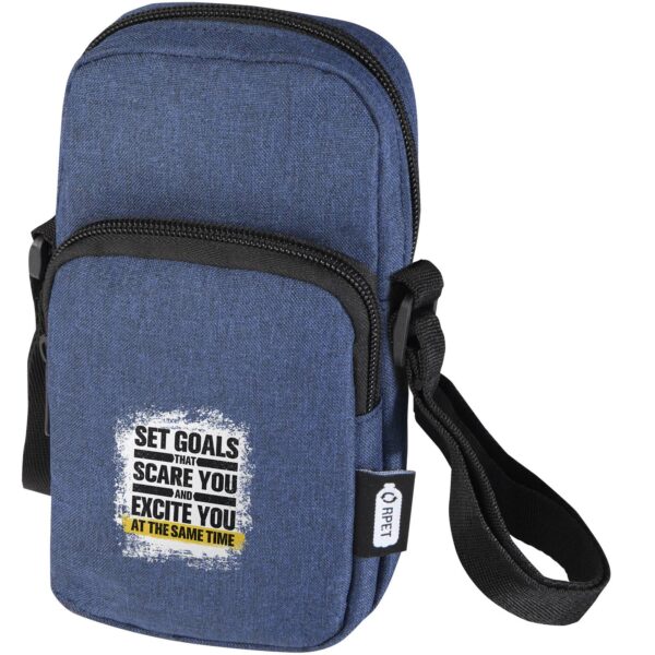 Ross GRS recycled phone pouch – Heather navy with logo