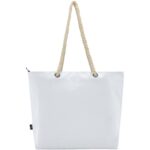Panama GRS recycled beach cooler tote bag with cord handles 23L – White back view
