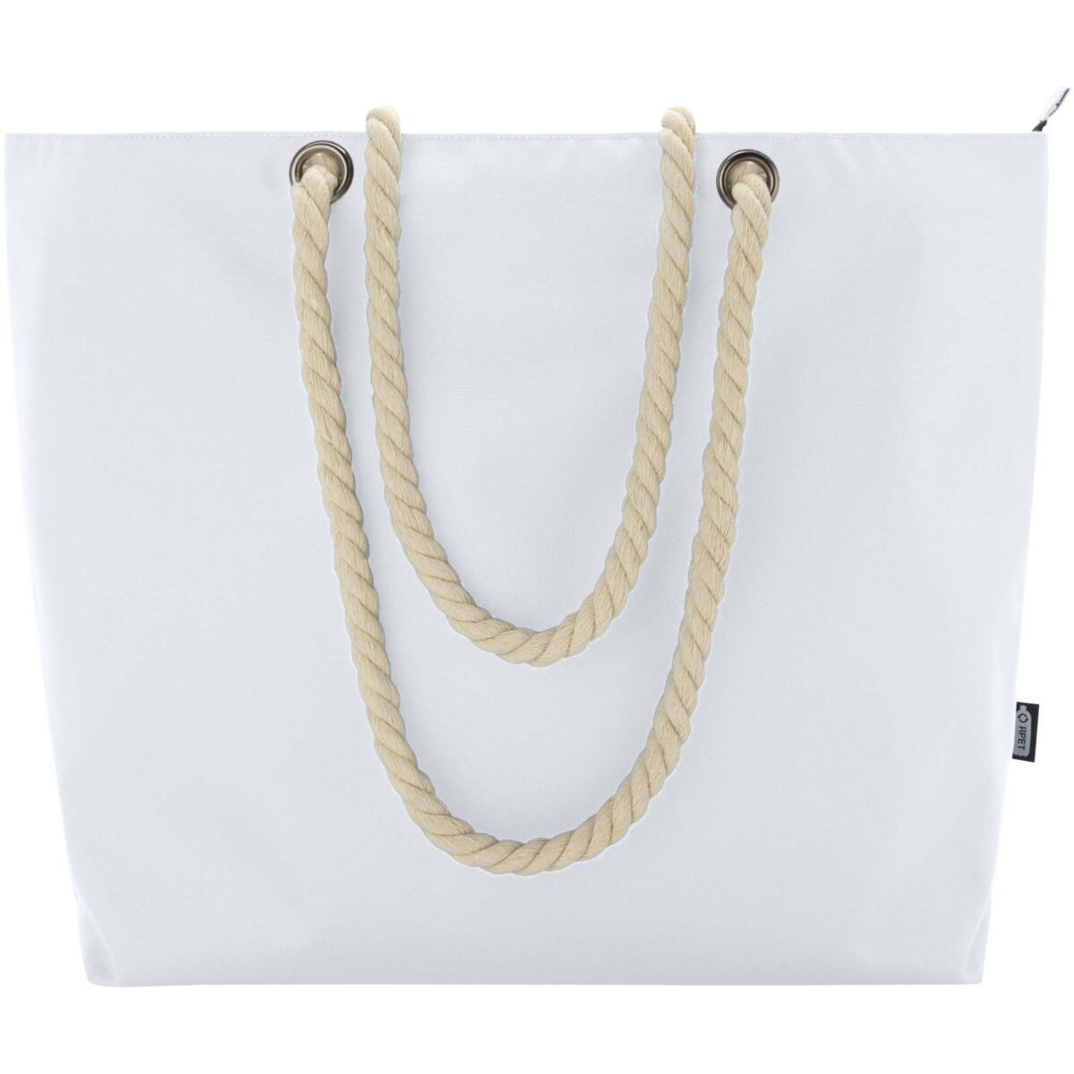 Panama GRS recycled beach cooler tote bag with cord handles 23L – White front view