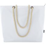 Panama GRS recycled beach cooler tote bag with cord handles 23L – White front view