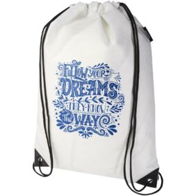 Evergreen GRS recycled non-woven drawstring bag 5L – White with logo