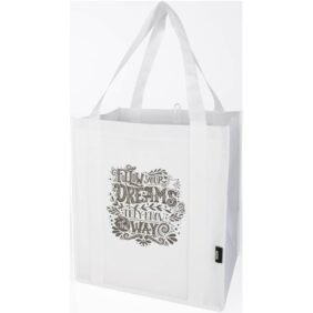 Liberty GRS recycled non-woven bottom board tote bag 29L – White with logo