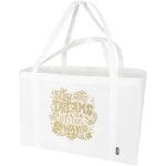 Jumbo GRS recycled non-woven extra large tote bag 65L – White with logo