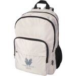Trend Plus 15” GRS recycled laptop backpack 20L – Oatmeal with logo