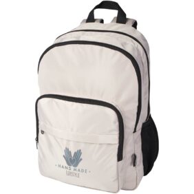 Trend Plus 15” GRS recycled laptop backpack 20L – Oatmeal with logo