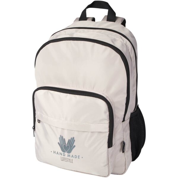 Trend Plus 15” GRS recycled laptop backpack 20L – Oatmeal with logo