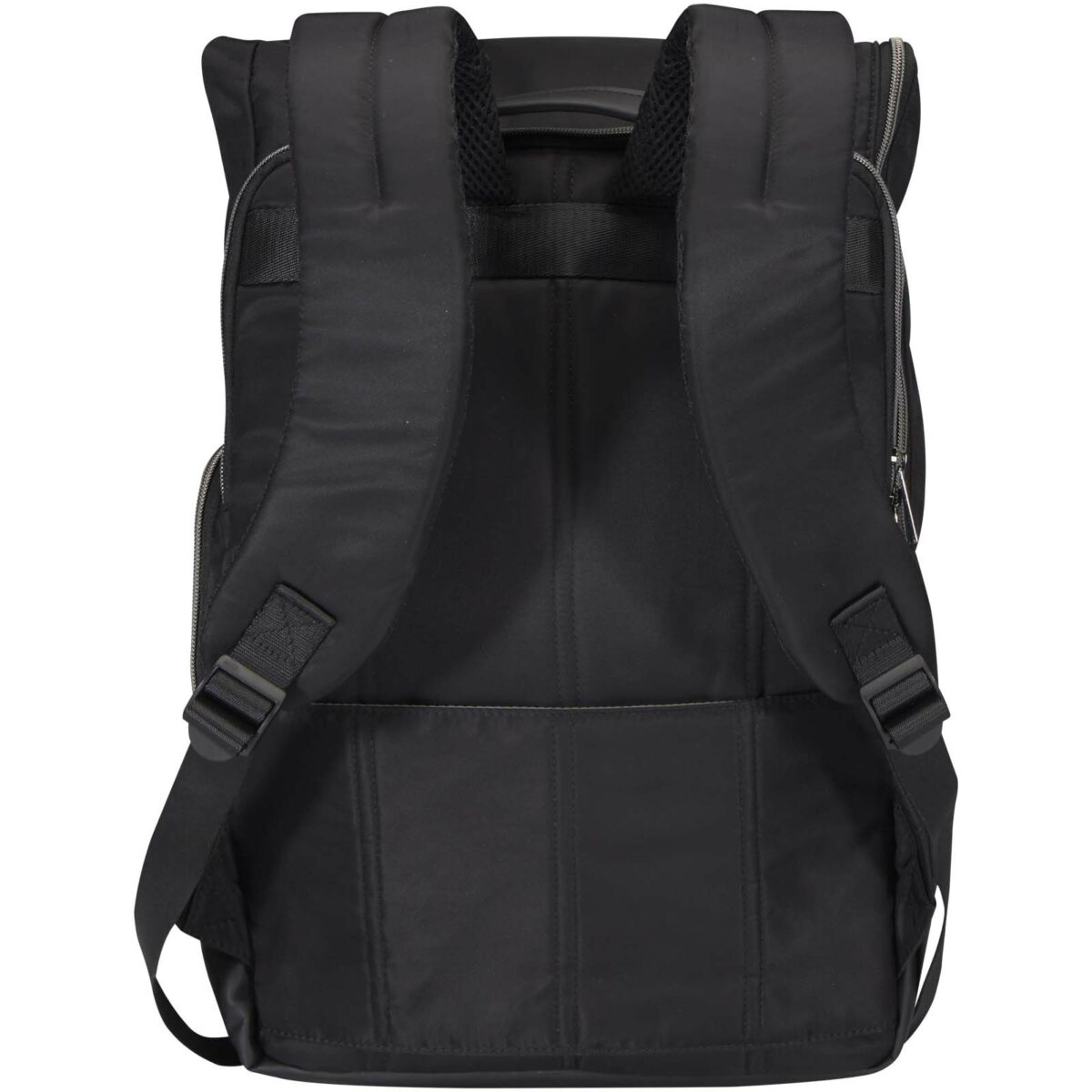 Rhine 15” GRS recycled rolltop backpack 18L – Solid black back view