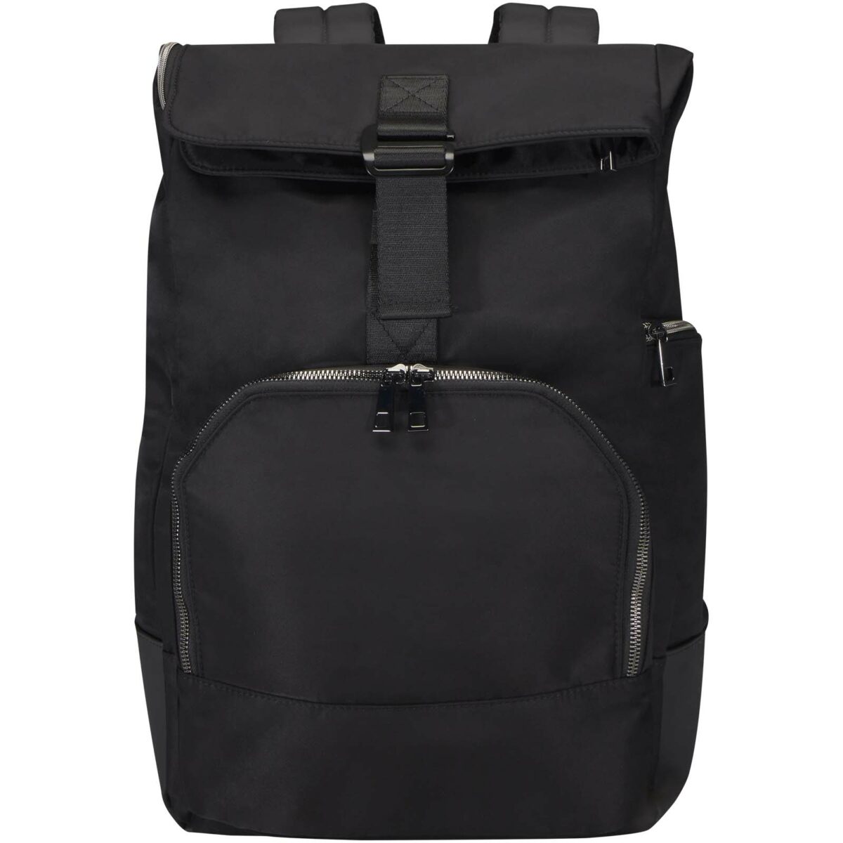 Rhine 15” GRS recycled rolltop backpack 18L – Solid black front view
