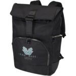 Rhine 15” GRS recycled rolltop backpack 18L – Solid black with logo