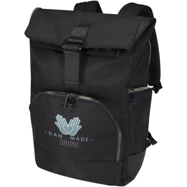 Rhine 15” GRS recycled rolltop backpack 18L – Solid black with logo