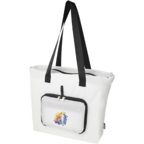 EcoFold RPET foldable tote bag 16L – White with logo