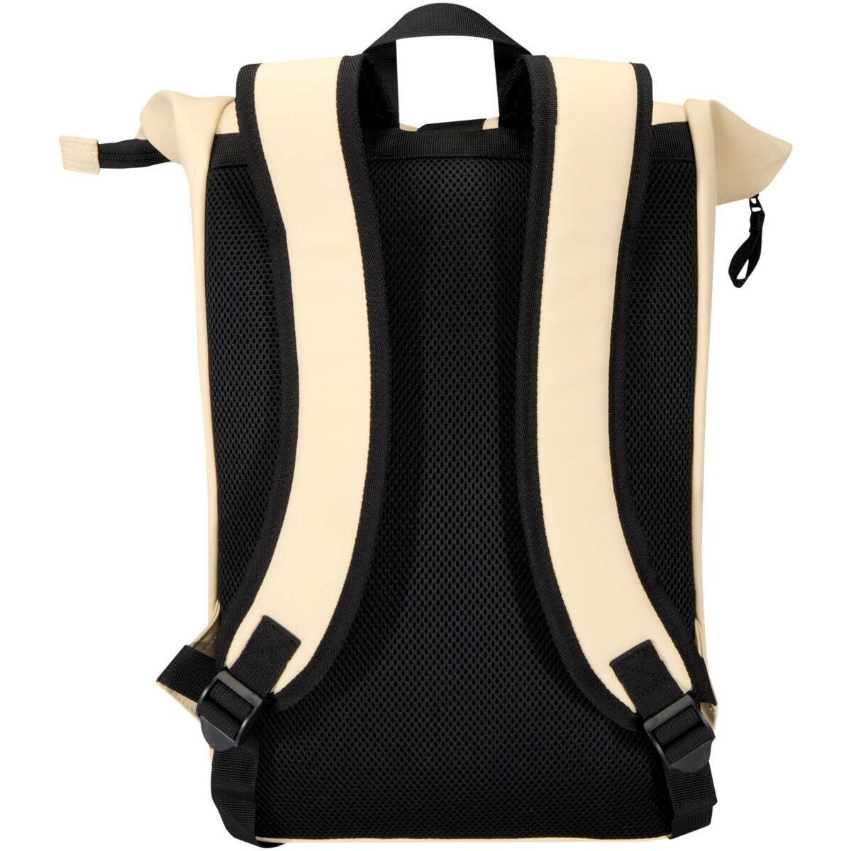 Resi Plus 15" GRS recycled roll-top backpack 18L – Oatmeal back view