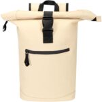 Resi Plus 15" GRS recycled roll-top backpack 18L – Oatmeal front view