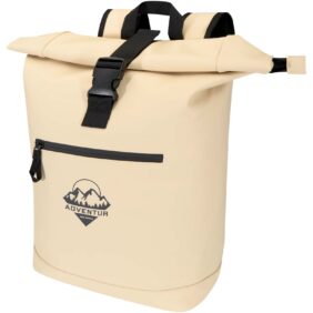 Resi Plus 15" GRS recycled roll-top backpack 18L – Oatmeal with logo