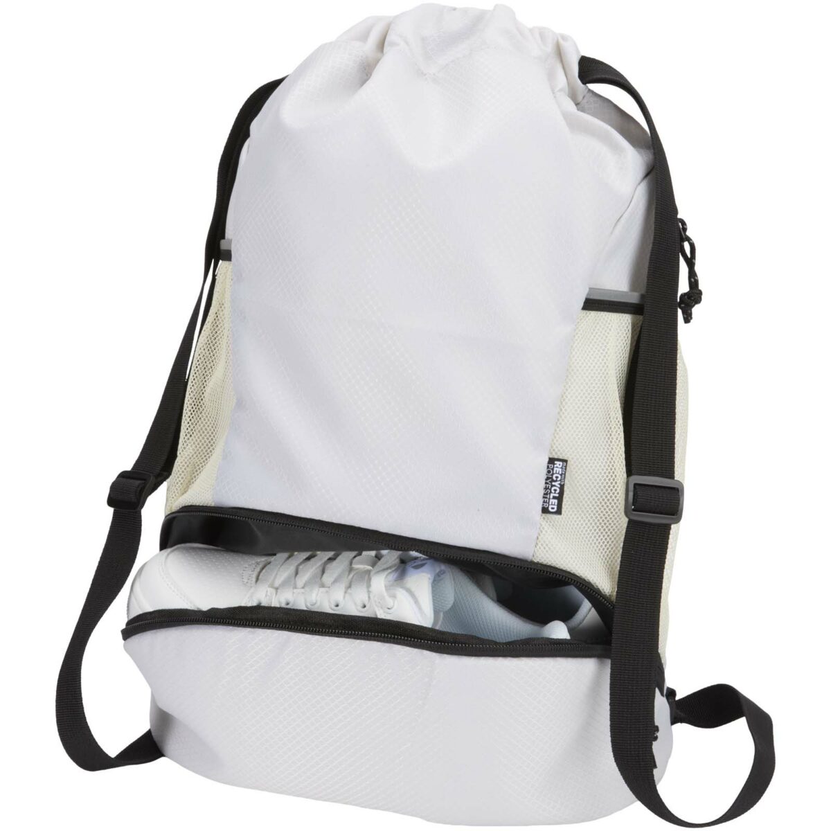 Nomad GRS recycled sports drawstring bag with bottom compartment 18L – Sandstone extra view