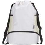 Nomad GRS recycled sports drawstring bag with bottom compartment 18L – Sandstone front view