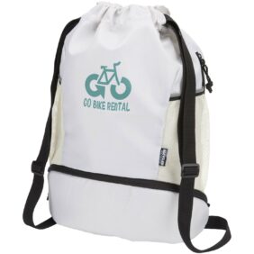 Nomad GRS recycled sports drawstring bag with bottom compartment 18L – Sandstone with logo