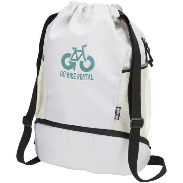 Nomad GRS recycled sports drawstring bag with bottom compartment 18L – Sandstone with logo