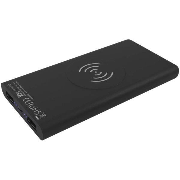 SCX.design P40 10.000 mAh light-up wireless rubber power bank – Solid black back view