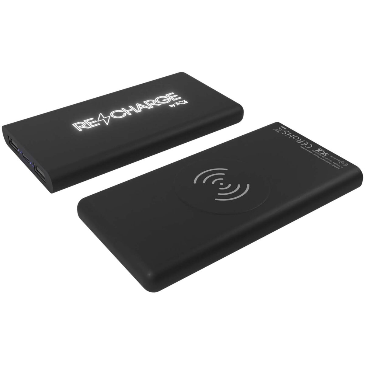SCX.design P40 10.000 mAh light-up wireless rubber power bank – Solid black extra view