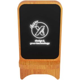 SCX.design W16 15W light-up wireless wooden stand – Wood front view