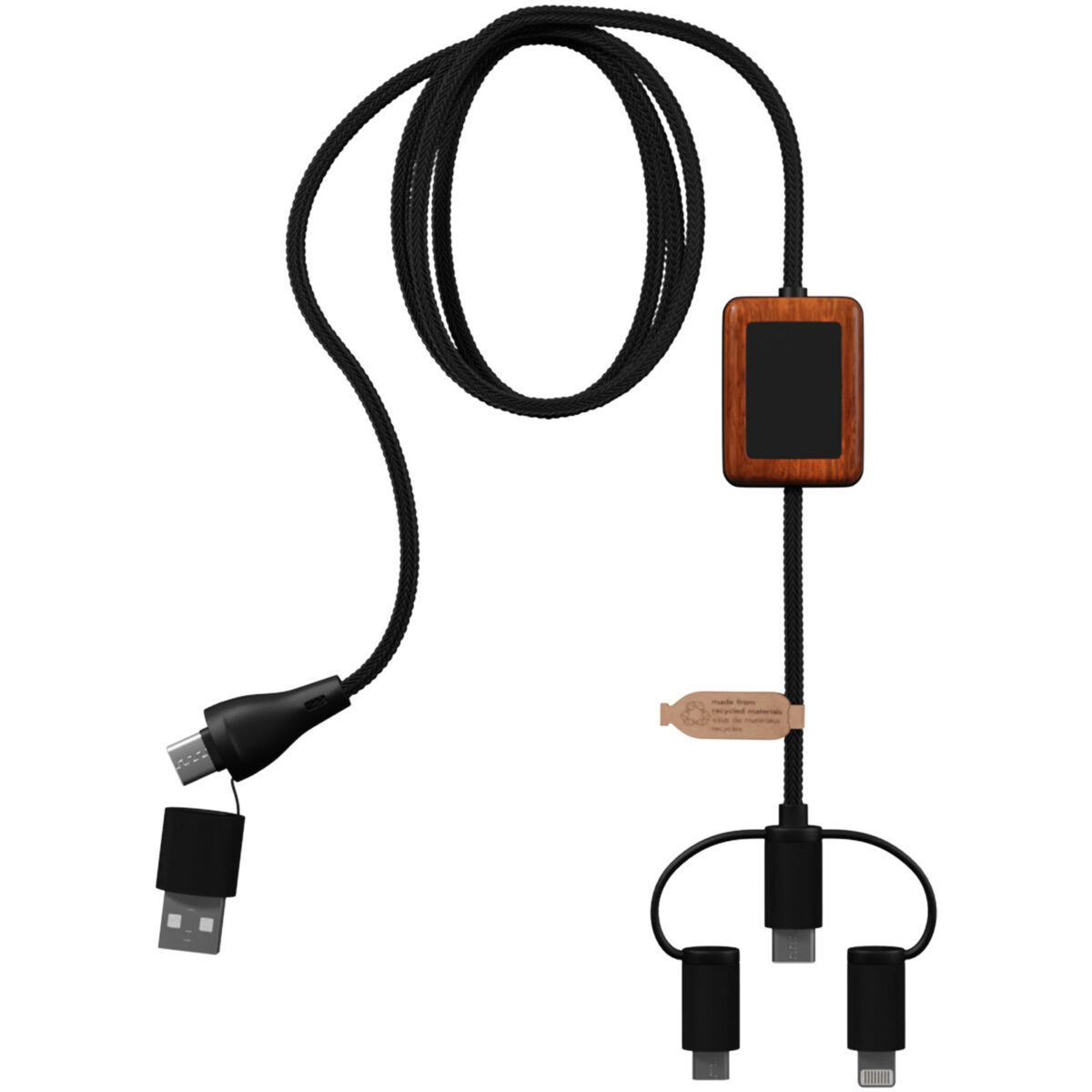 SCX.design C46 5-in-1 CarPlay cable – Solid black back view