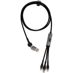 SCX.design C53 100W 5-in-1 rPET ultra fast charging cable – Gun metal front view