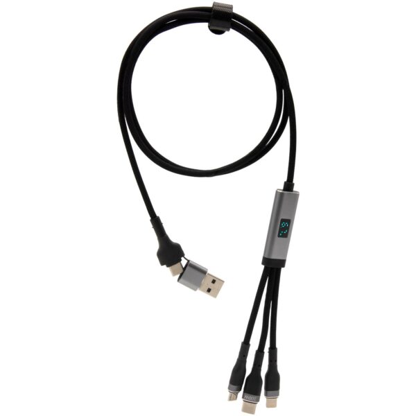 SCX.design C53 100W 5-in-1 rPET ultra fast charging cable – Gun metal front view