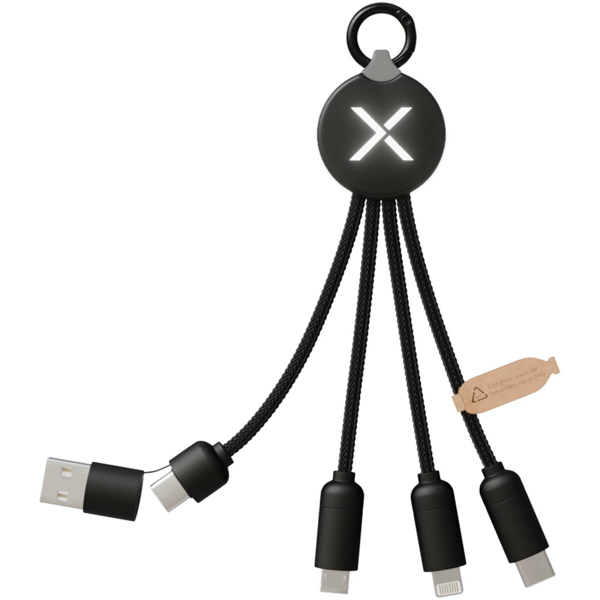 SCX.design C14 20W 5-in-1 charging cable – Solid black front view