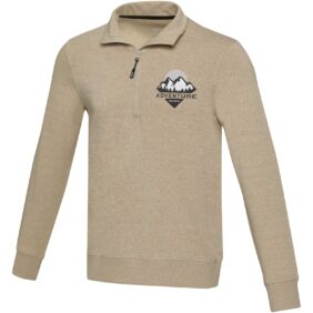 Tin unisex Aware™ recycled quarter zip sweater – Oatmeal with logo