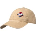 Grafton 6 panel washed cap – Oatmeal with logo