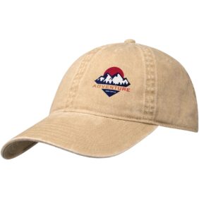 Grafton 6 panel washed cap – Oatmeal with logo